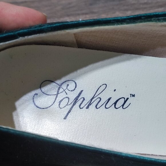 Sophia Lacey Low Heel Pumps Sz 7 Green Pointed Toe Comfort Dressy Career Heels - Picture 8 of 13